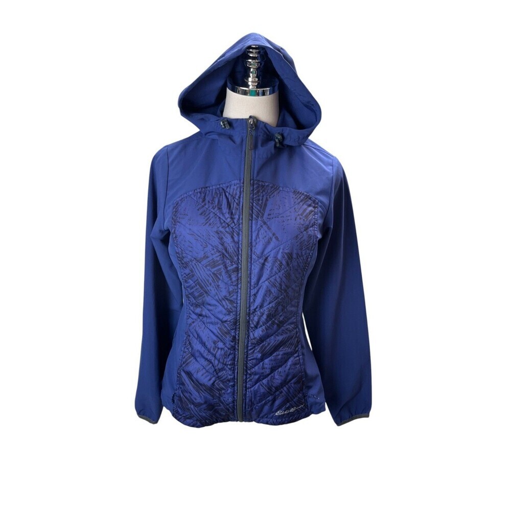 Eddie Bauer Coat Women's Size Small Blue Zip Up Hooded Insulated
